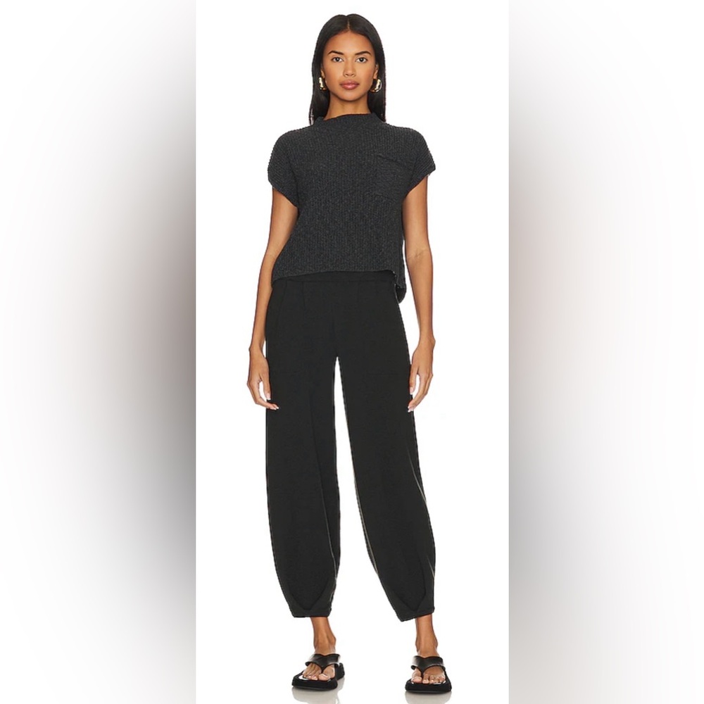 Free People Freya Sweater Top in Black Charcoal